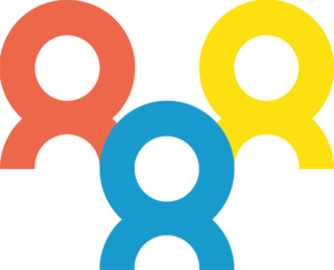 Red, yellow, and blue number 8s.